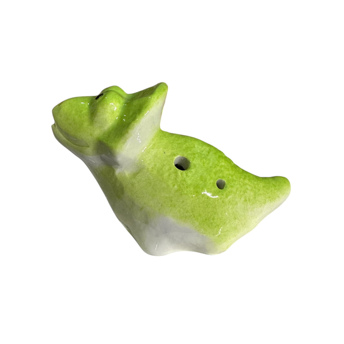 Ceramic Dinosaur Ocarina Green Music Frog Co