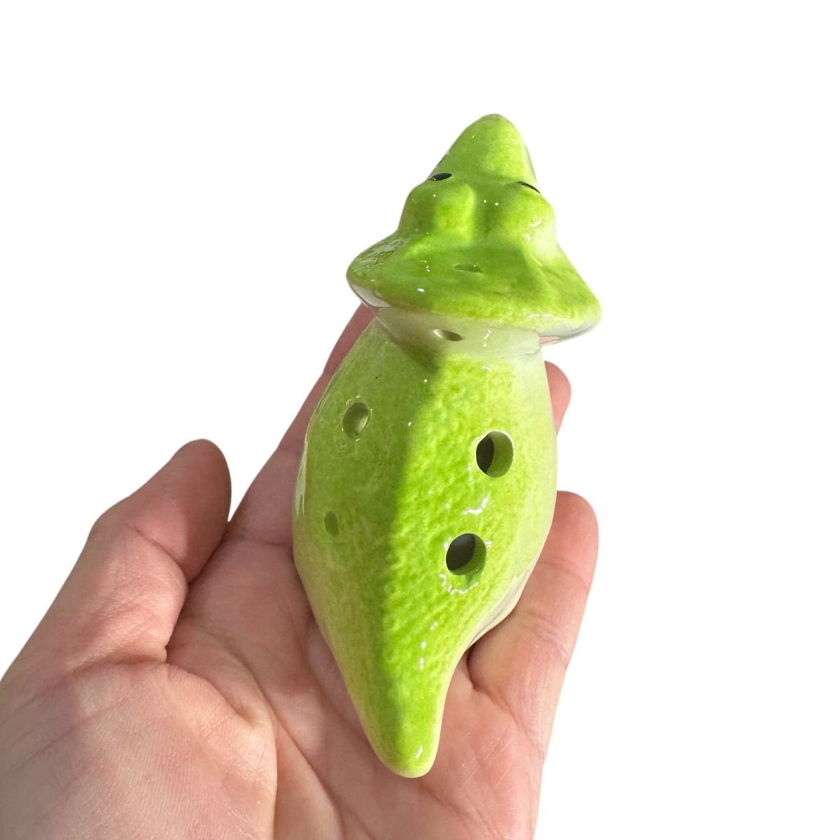 Ceramic Dinosaur Ocarina Green Music Frog Co