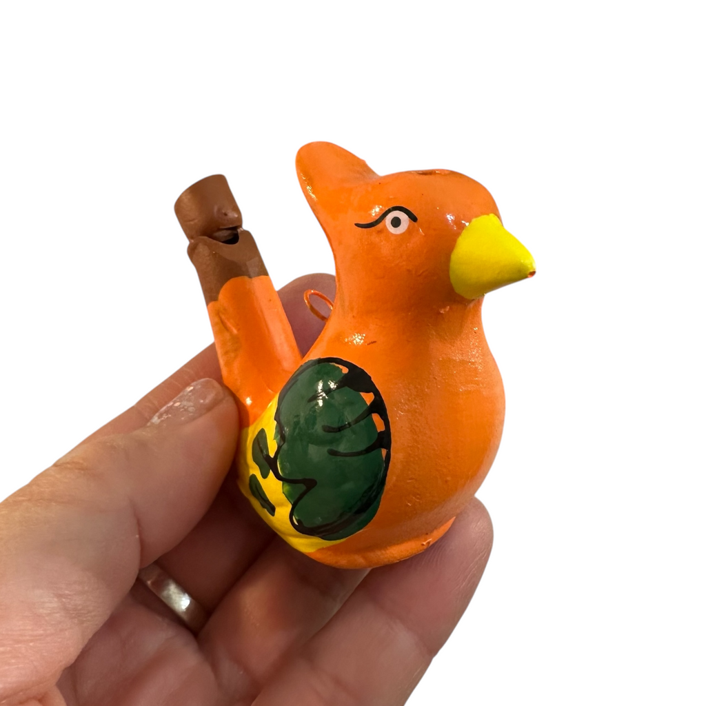 Clay Water Whistle Bird (Orange crest) Music Frog Co