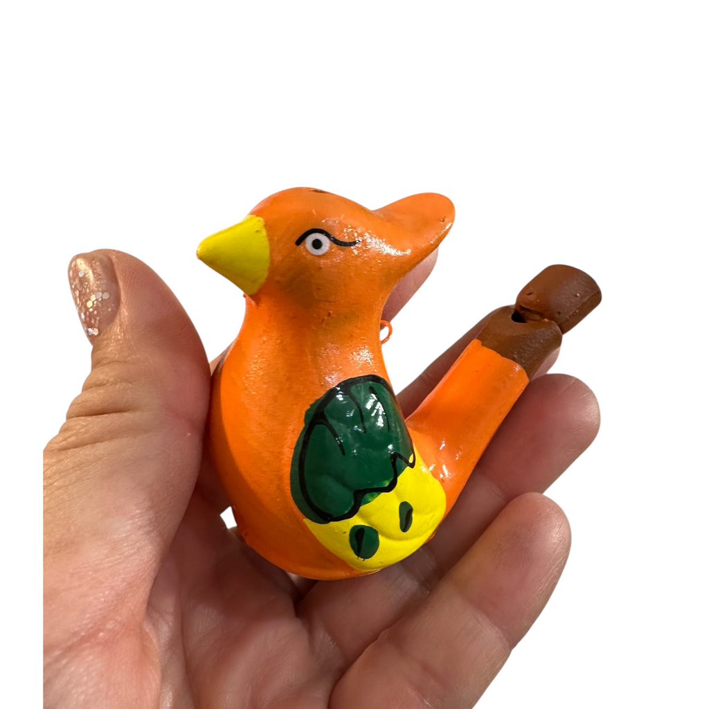 Clay Water Whistle Bird (Orange crest) Music Frog Co