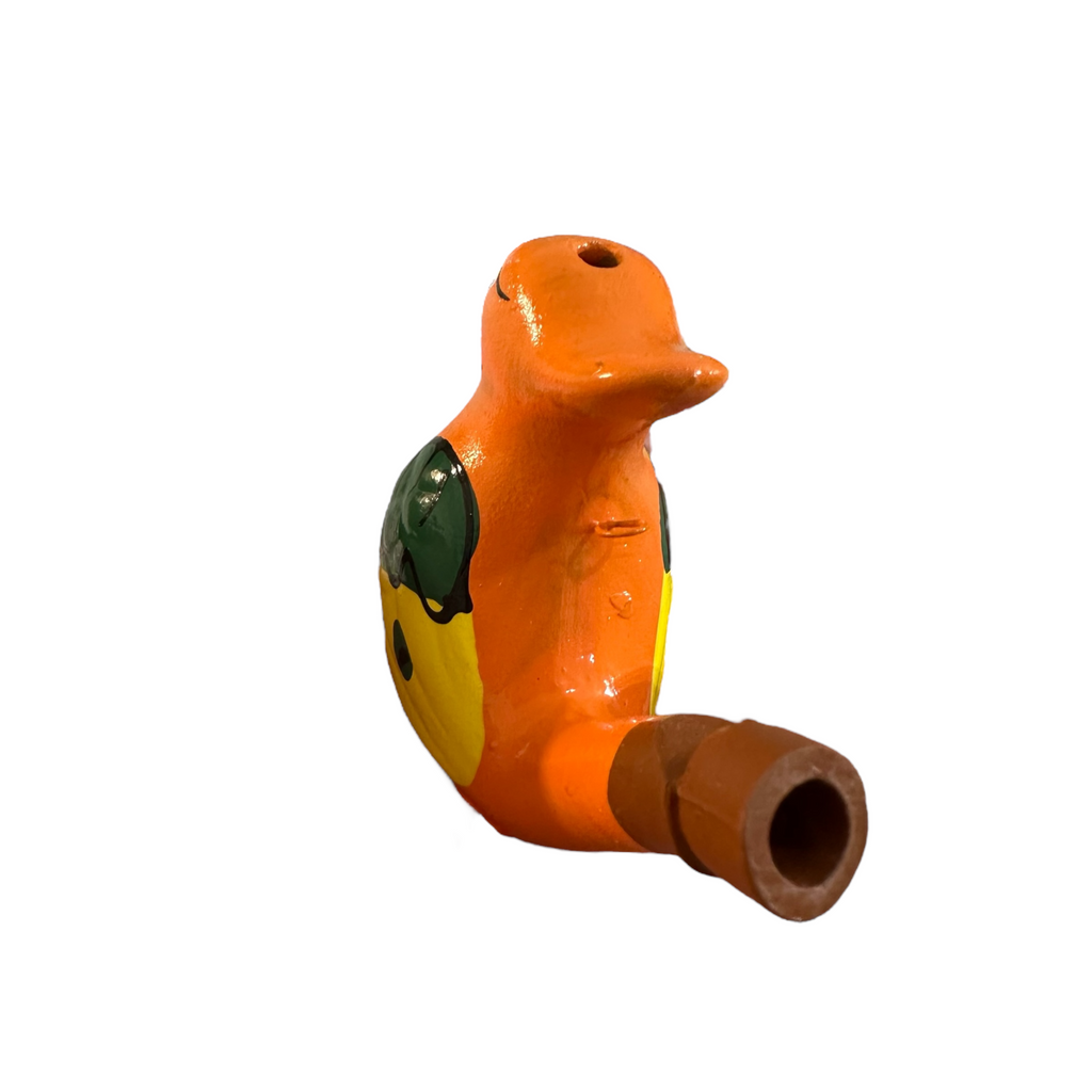 Clay Water Whistle Bird (Orange crest) Music Frog Co