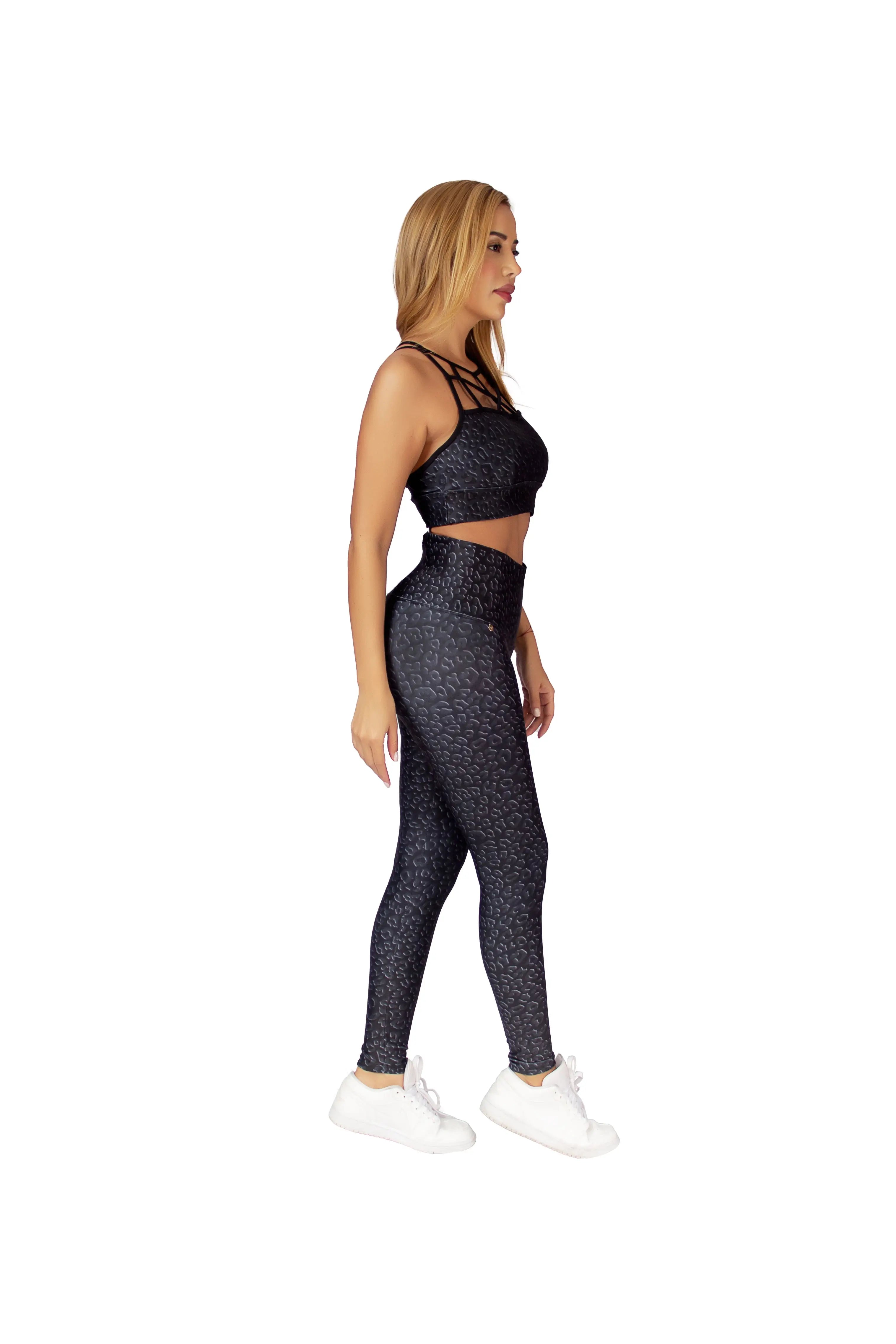 BLACK LEOPARD SET YOGA LEGGINGS TangoFit