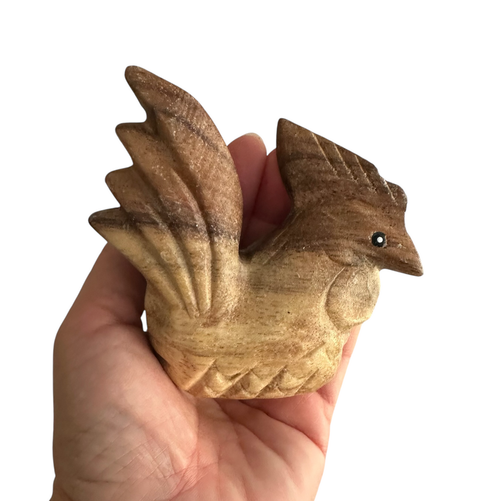3" Natural Wood Musical Whistle Rooster Music Frog Co