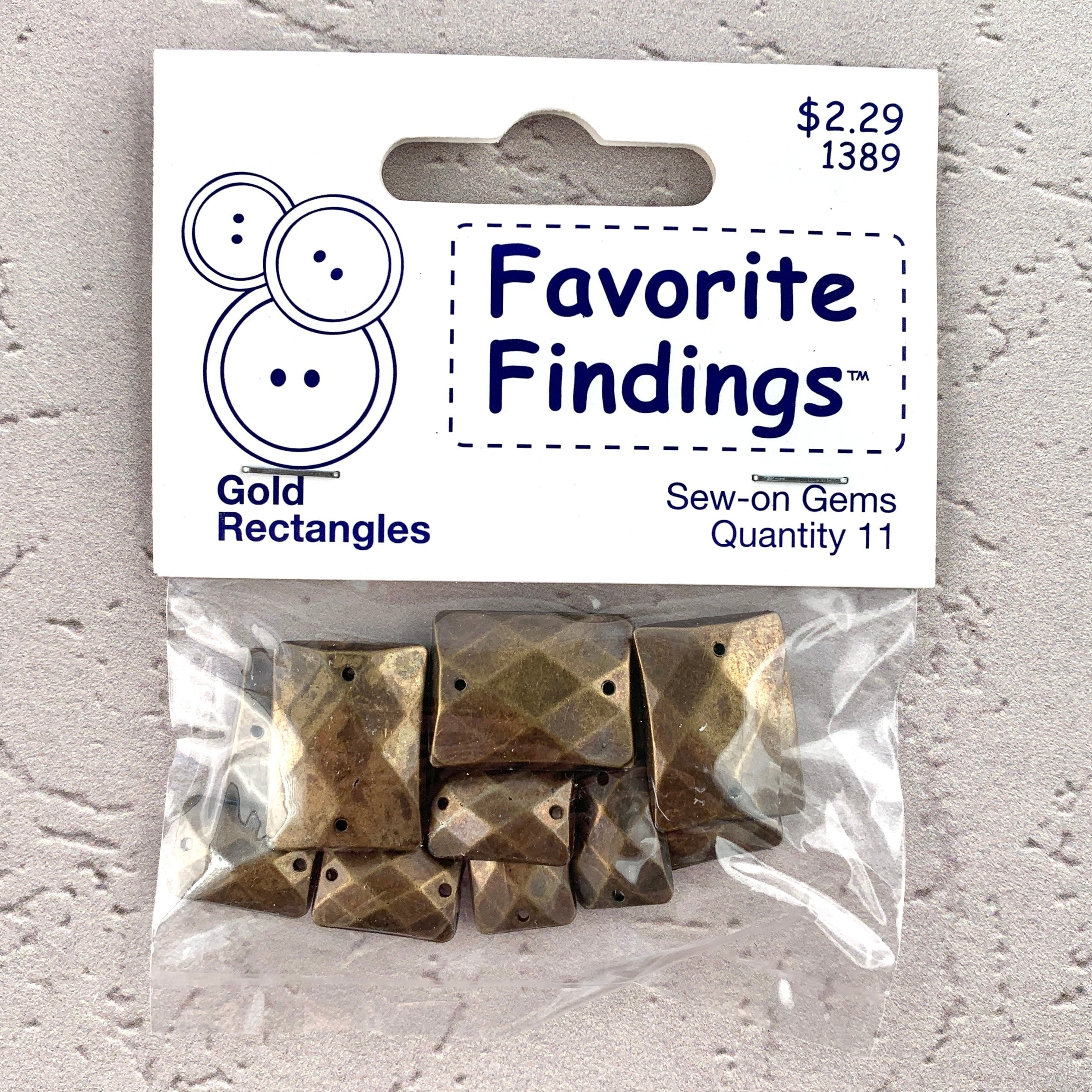 1389 Gold Rectangles - Favorite Findings - Sew-on Gems The Attic Exchange