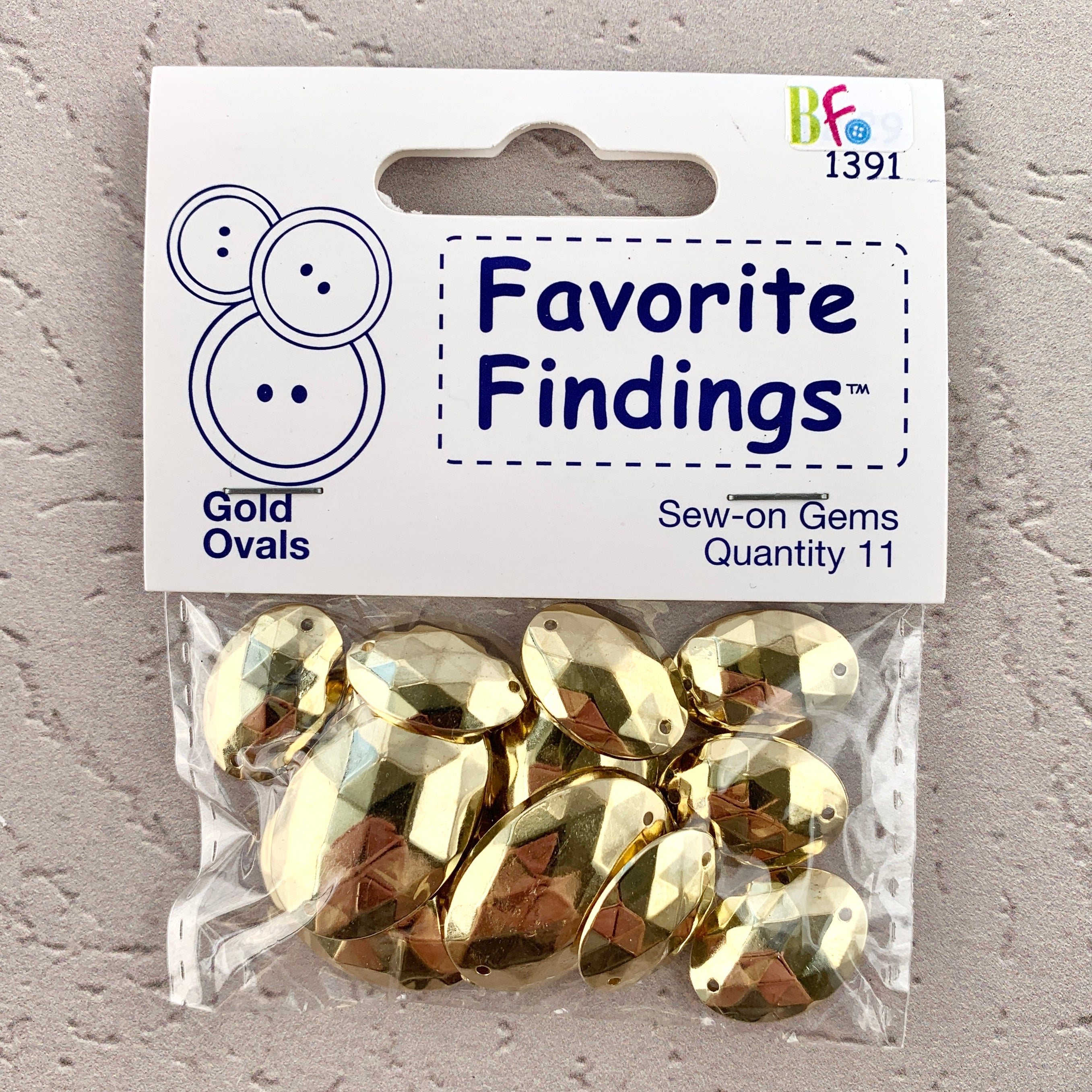 1391 Gold Ovals - Favorite Findings - Sew-on Gems The Attic Exchange