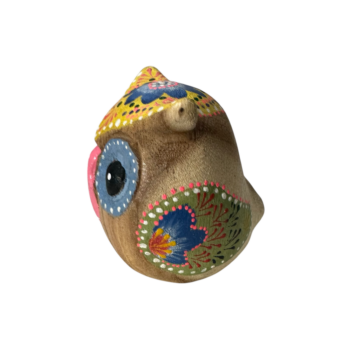 Hand-Painted Wooden Owl Figurine - Pastel Pink & Blue Theme Music Frog Co