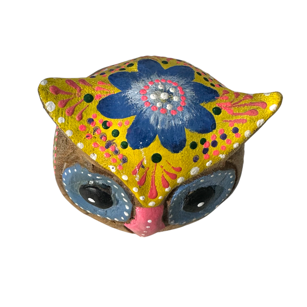 Hand-Painted Wooden Owl Figurine - Pastel Pink & Blue Theme Music Frog Co