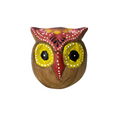 Hand-Painted Wooden Owl Figurine - Vibrant Blue & Yellow Accents Music Frog Co