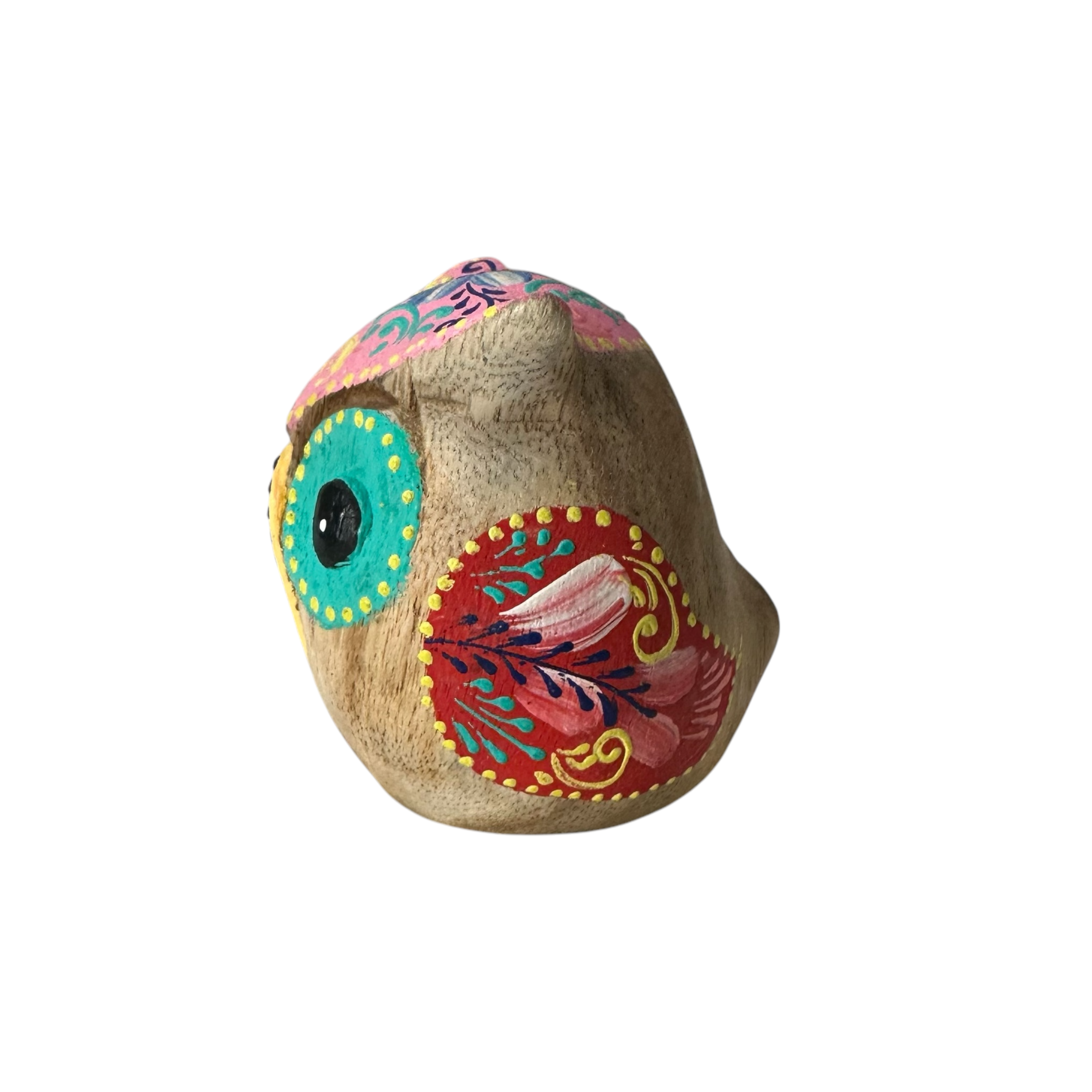 Hand-Painted Wooden Owl Figurine - Pastel Color Theme Music Frog Co