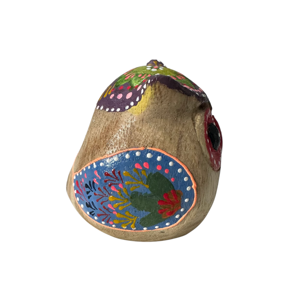 Hand-Painted Wooden Owl Figurine - Classic Red & Colorful Accents Music Frog Co