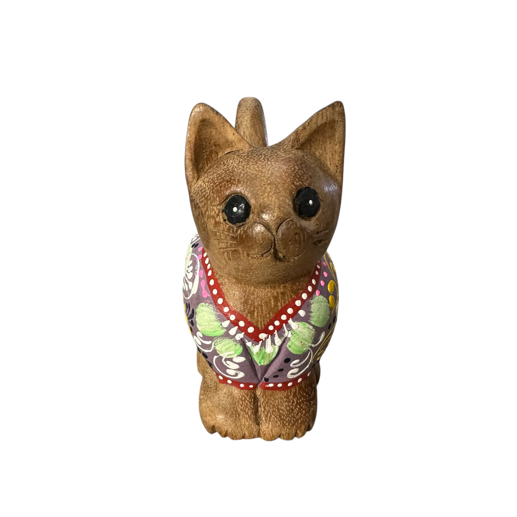 Brown with Purple Floral – Amethyst Charm Cat Music Frog Co