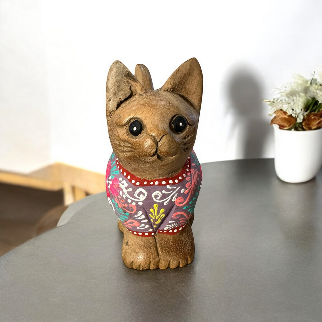 Brown with Pastel Floral – Rosewood Serenity Cat Music Frog Co