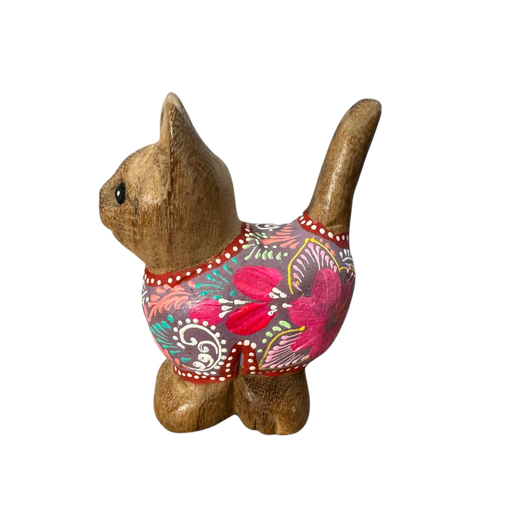 Brown with Pastel Floral – Rosewood Serenity Cat Music Frog Co