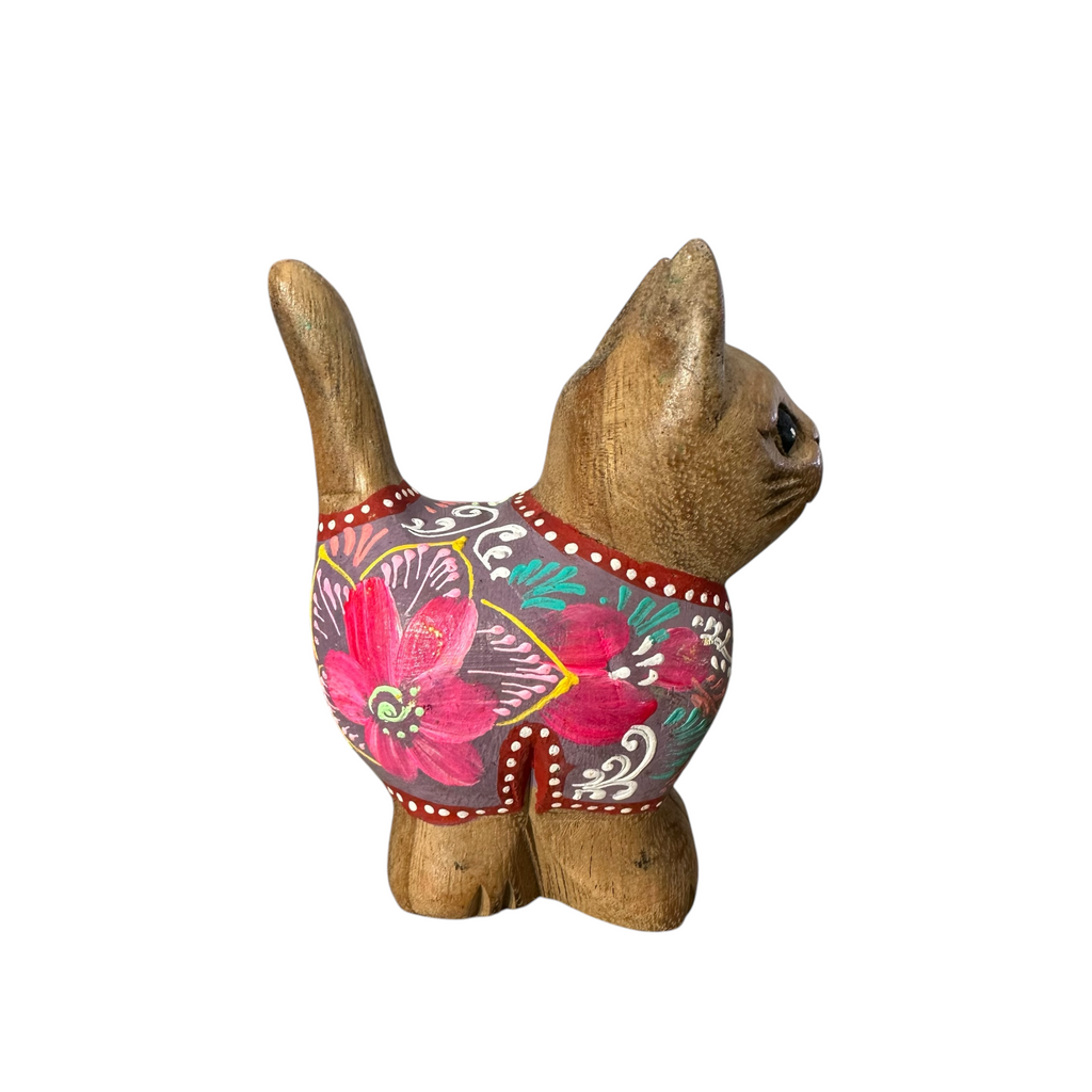 Brown with Pastel Floral – Rosewood Serenity Cat Music Frog Co