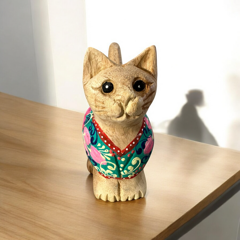 Light Wood with Pink & Blue Floral – Ocean Breeze Cat Music Frog Co
