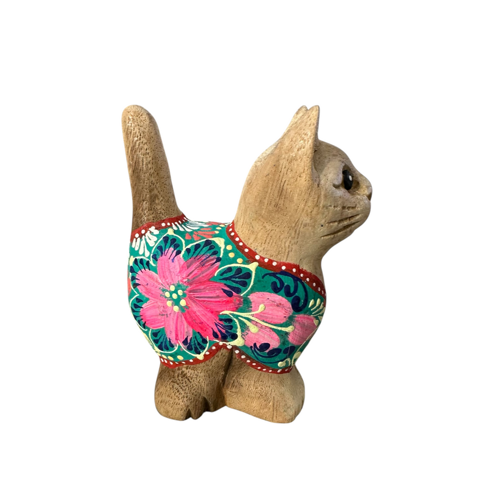 Light Wood with Pink & Blue Floral – Ocean Breeze Cat Music Frog Co
