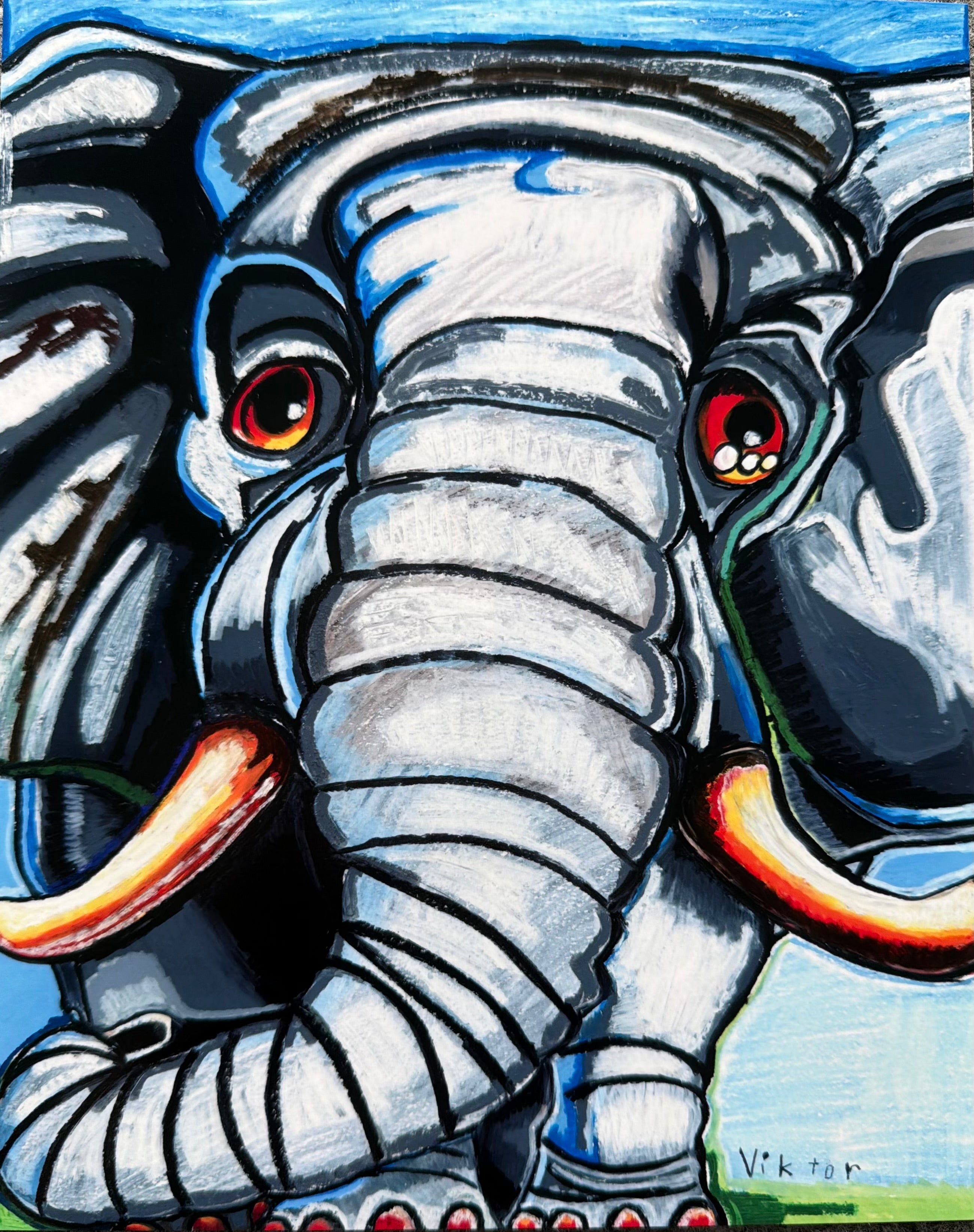 Azure Elephant - Art Prints Vichy's Art