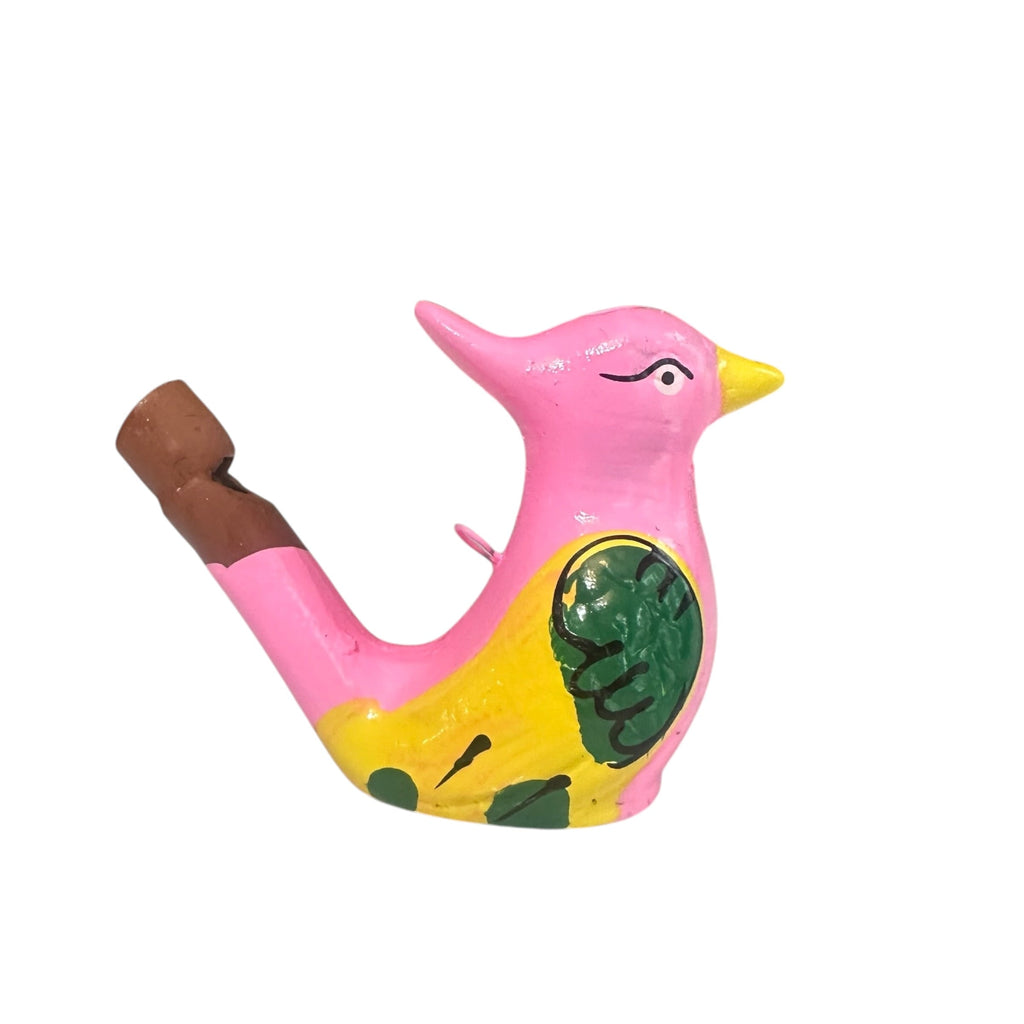 Clay Water Whistle Bird (Pink Crest) Music Frog Co