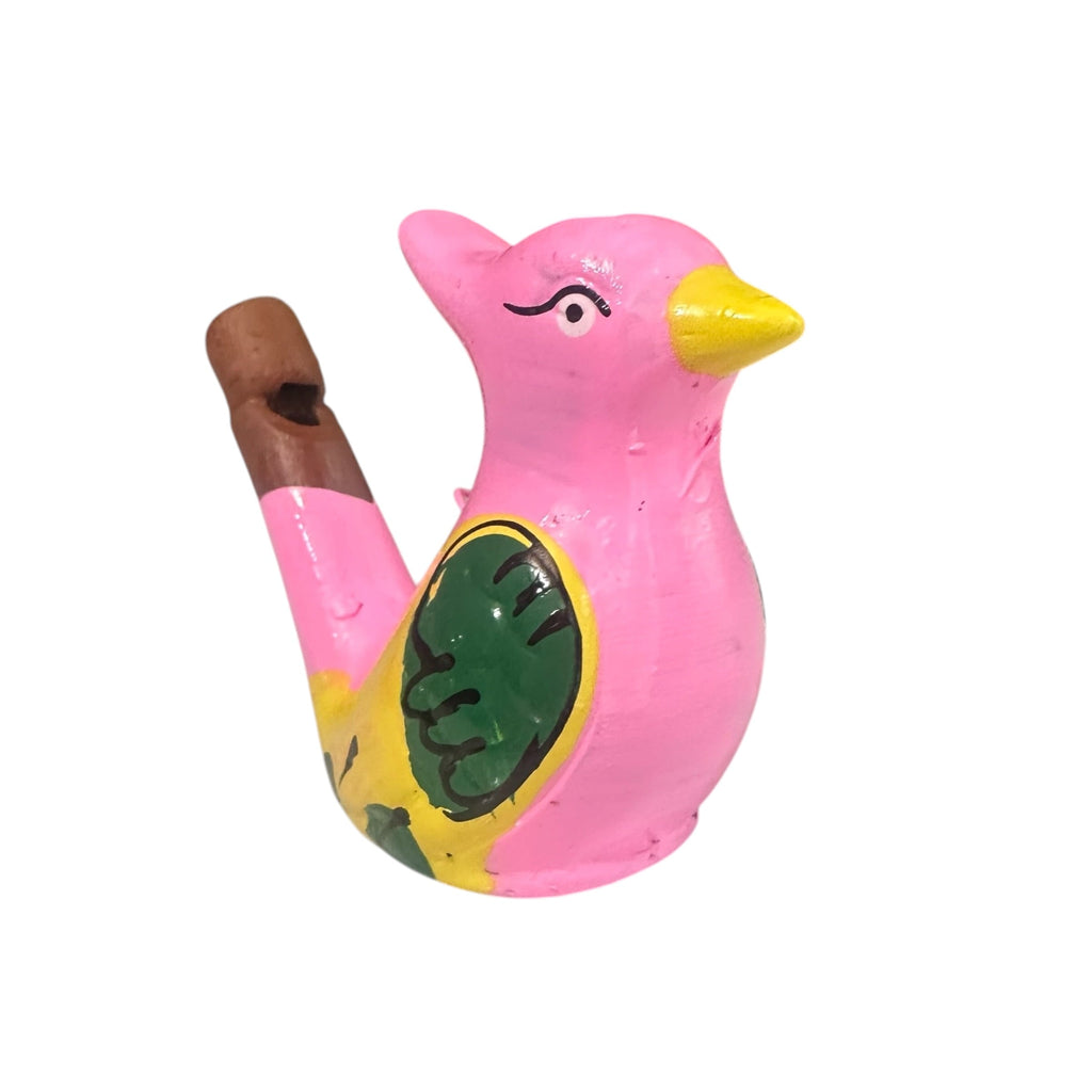 Clay Water Whistle Bird (Pink Crest) Music Frog Co