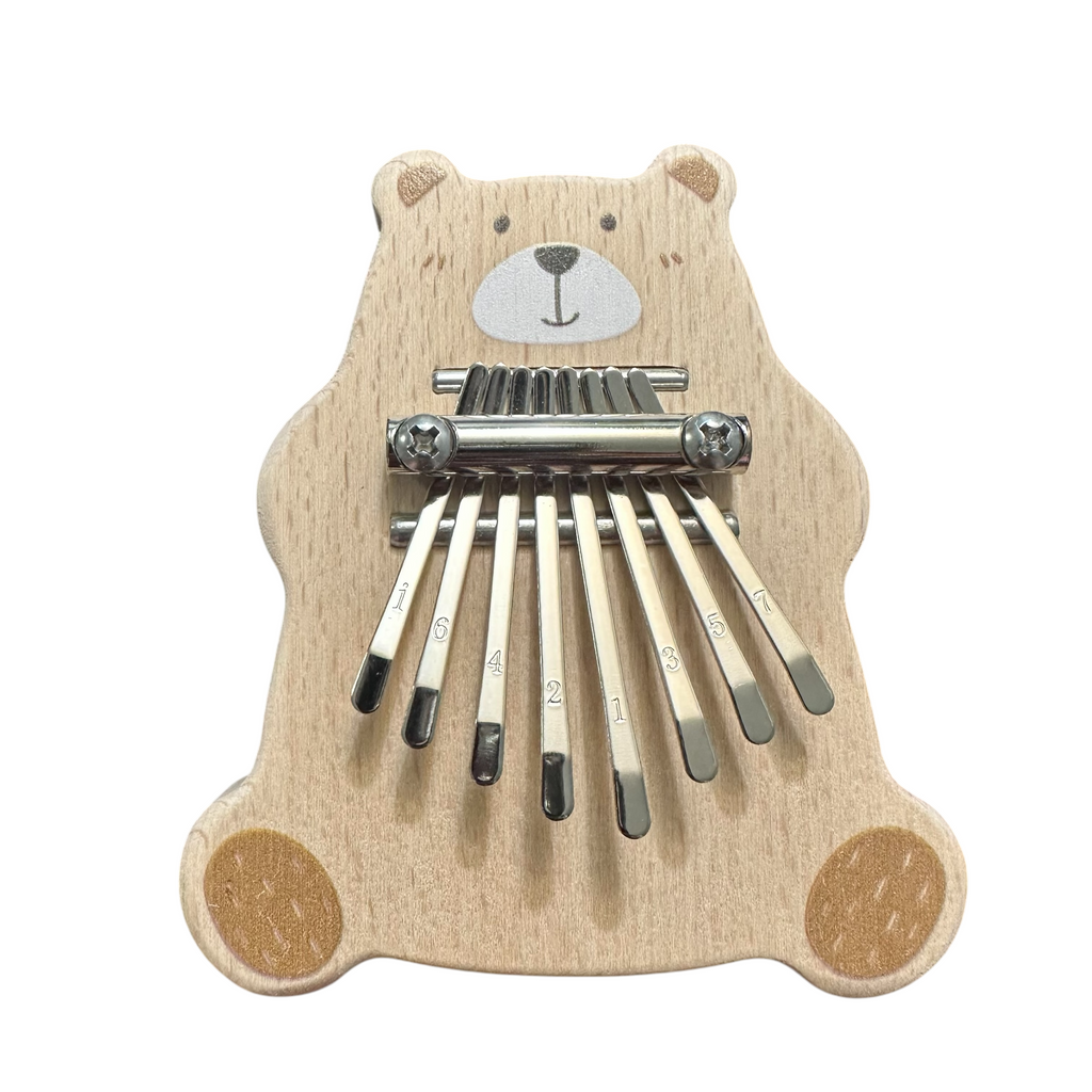 Smiling Bear Wooden Kalimba – 8-Key Thumb Piano for Kids Music Frog Co
