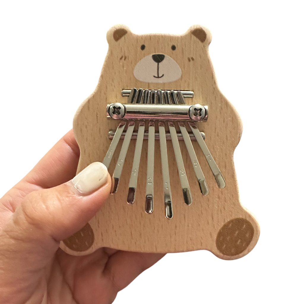 Smiling Bear Wooden Kalimba – 8-Key Thumb Piano for Kids Music Frog Co