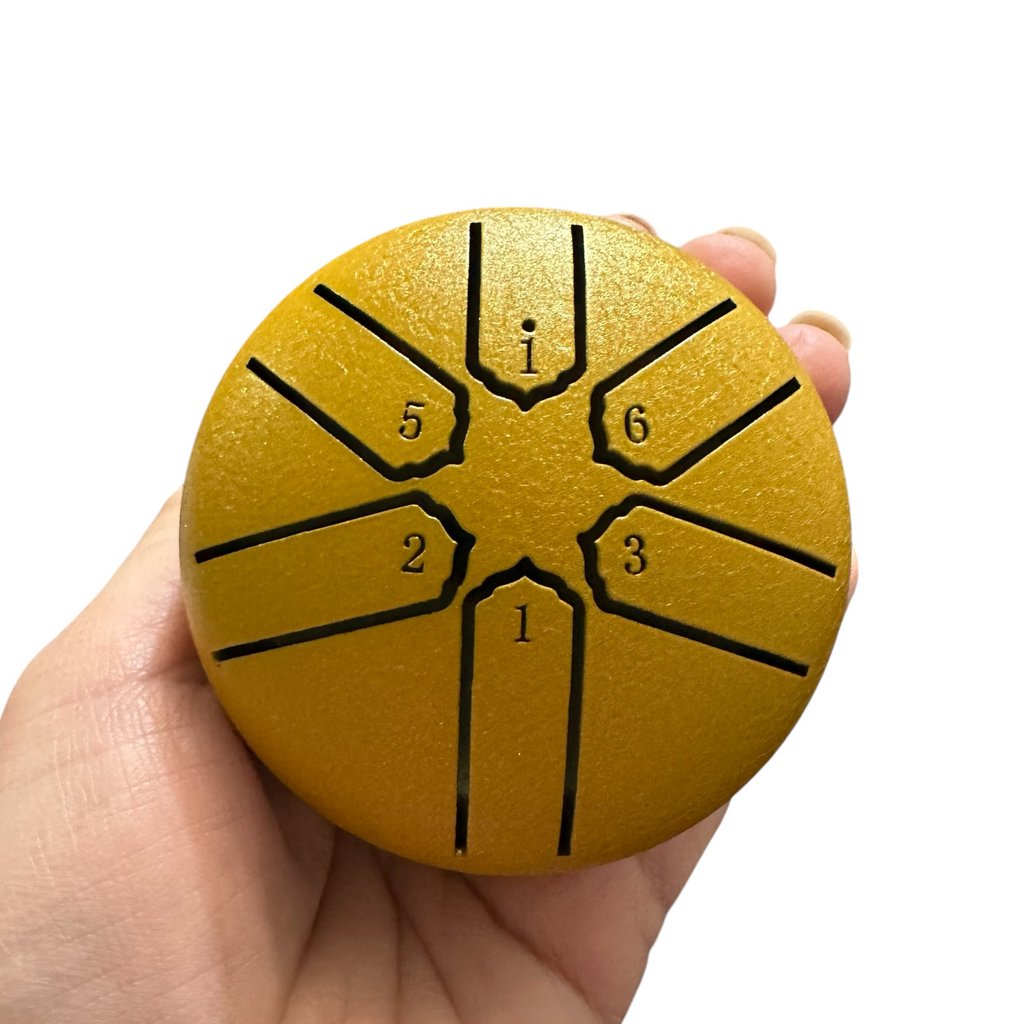 mini-steel-rain-drum-3-inch-percussion-instrument-with-mallet-yellow Music Frog Co