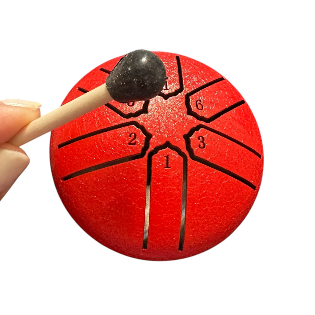 mini-steel-rain-drum-3-inch-percussion-instrument-with-mallet-red Music Frog Co