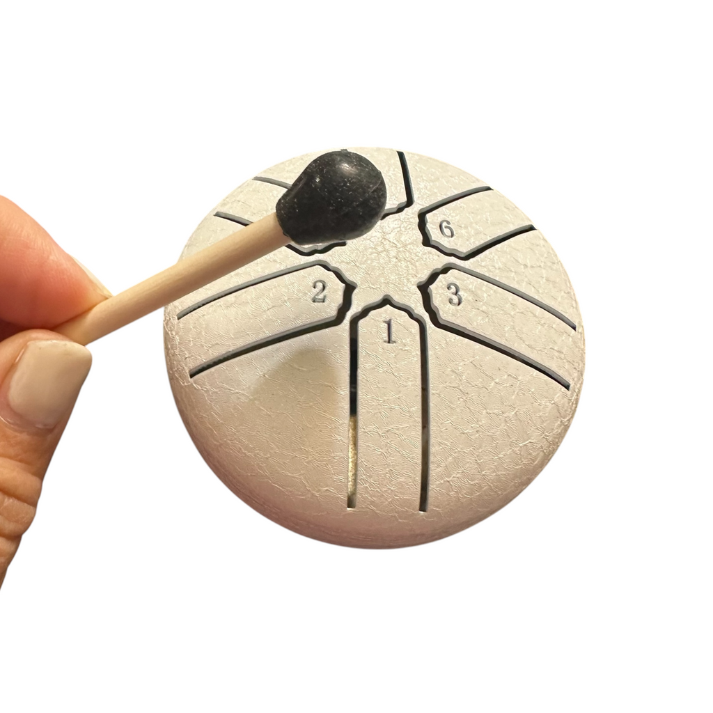 Mini Rain Drum 3 Steel Percussion Instrument with Mallet (White) Music Frog Co