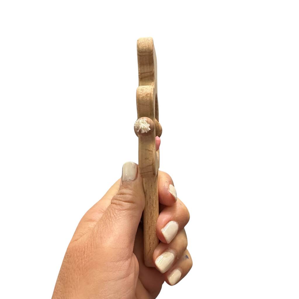 Wooden Bear Rattle Shaker – Pink Bell Edition Music Frog Co