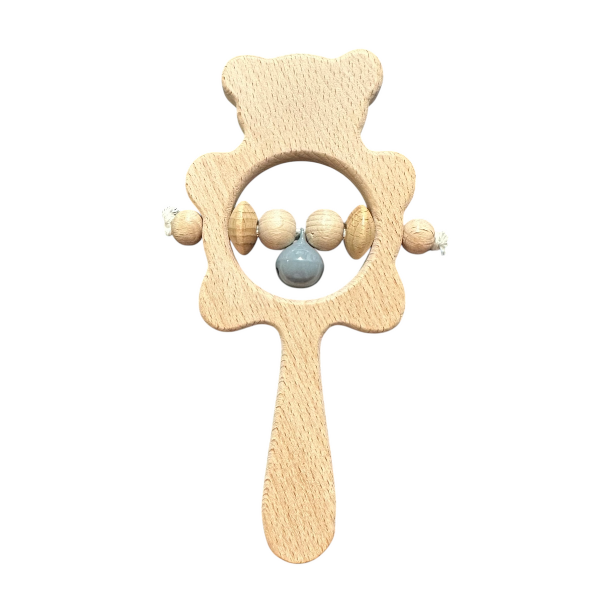 Wooden Bear Rattle Shaker – Gray Bell Edition Music Frog Co