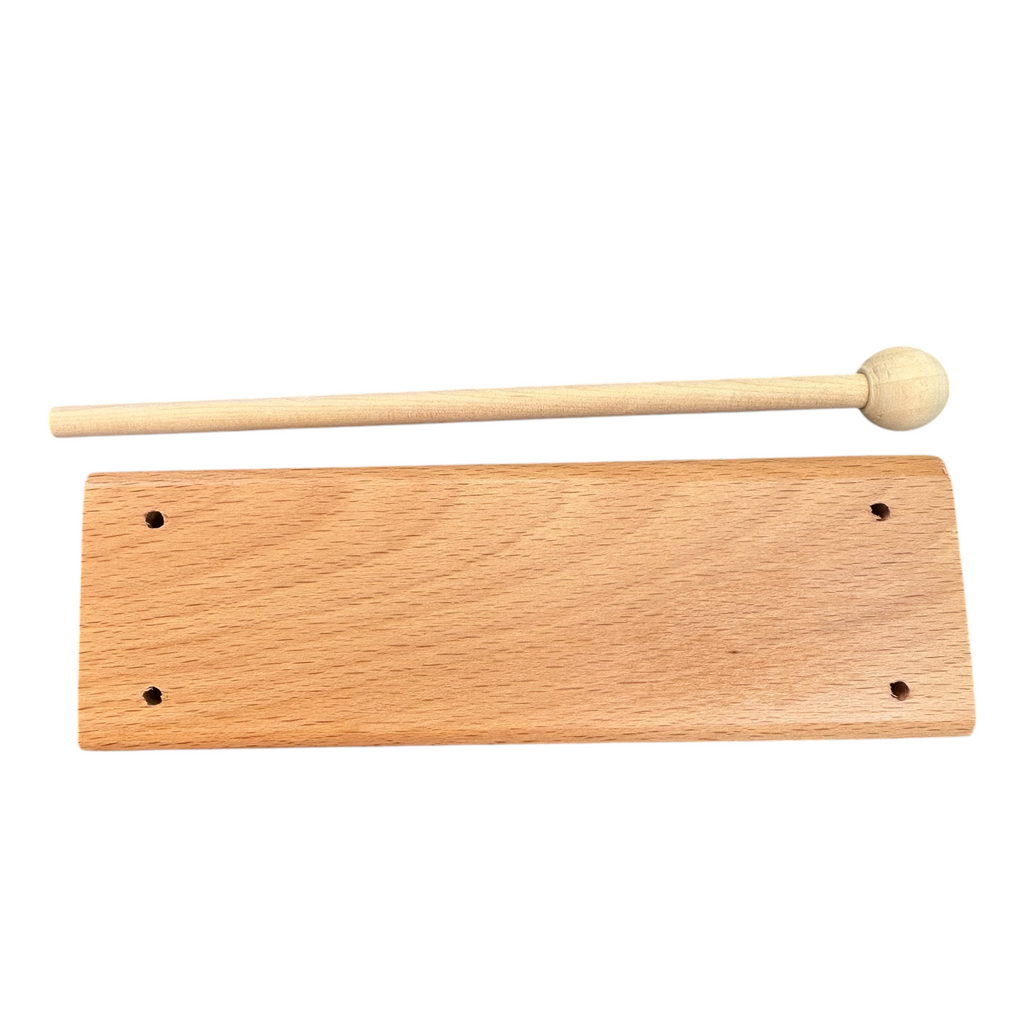 Wooden Slit Drum – Natural Tone Block Percussion Instrument with Mallet – Montessori Rhythm Toy for Kids & Classrooms Music Frog Co