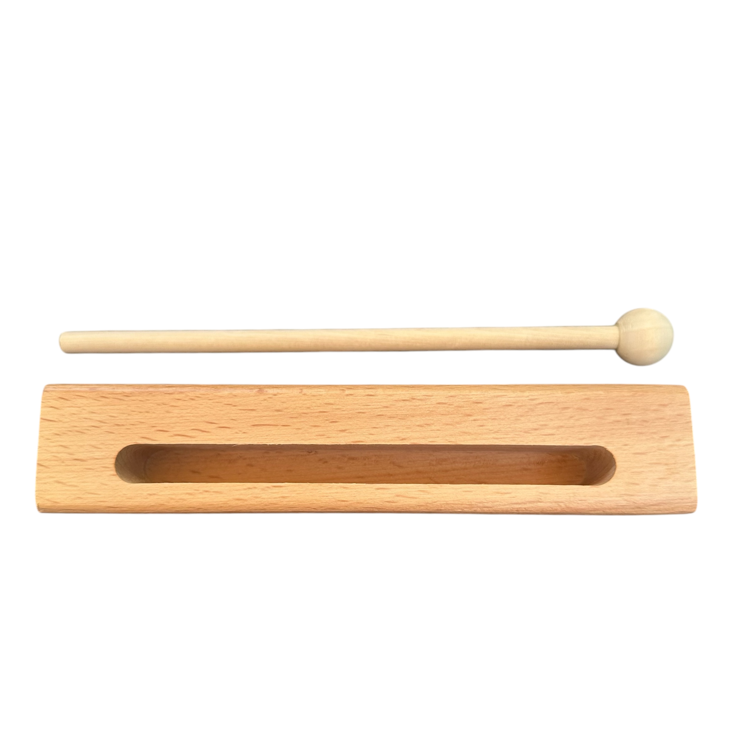 Wooden Slit Drum – Natural Tone Block Percussion Instrument with Mallet – Montessori Rhythm Toy for Kids & Classrooms Music Frog Co
