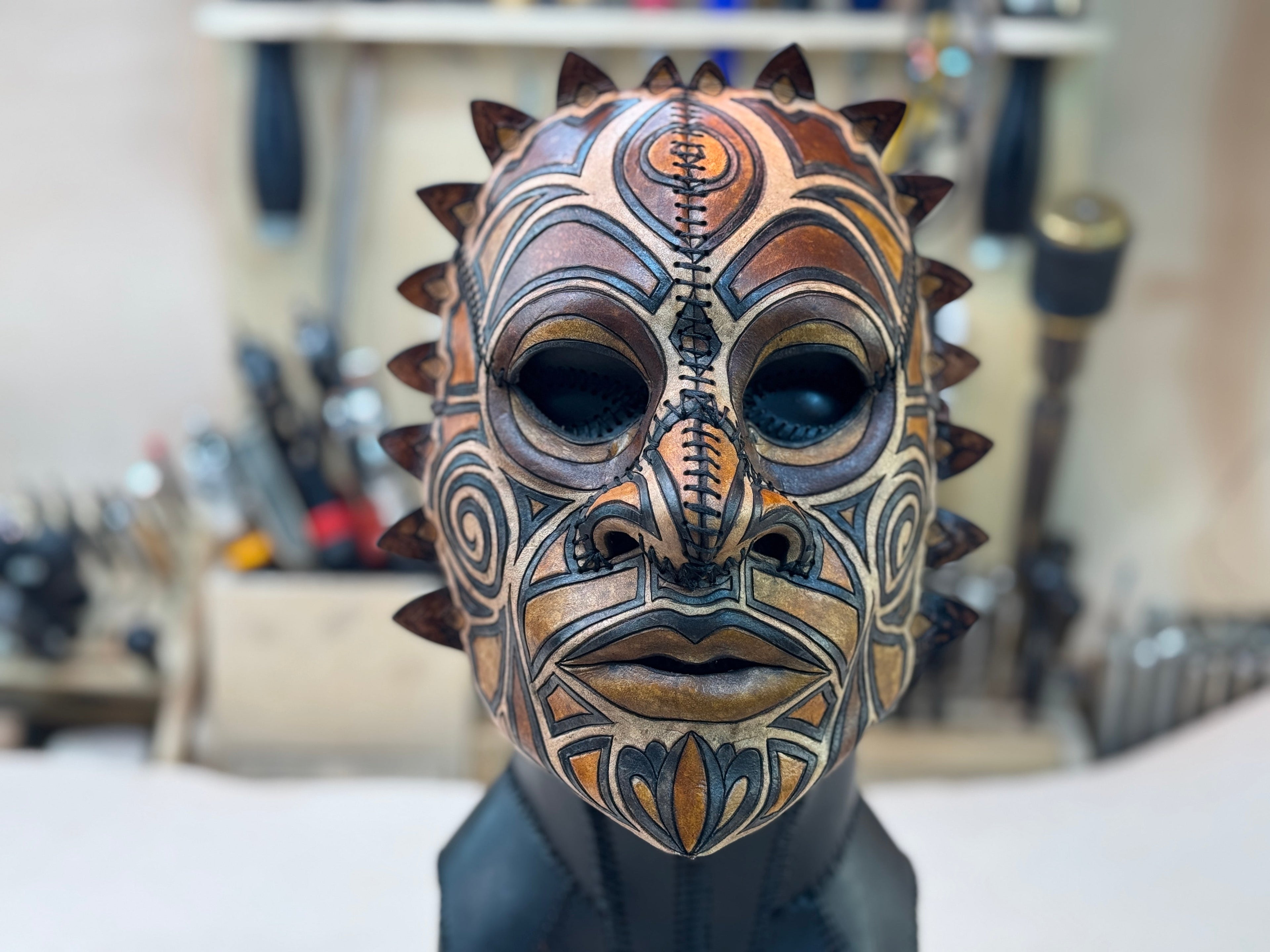 Leather Tribal Mask Printable Pattern Bundle — Intermediate + Advanced Rockwell Masks