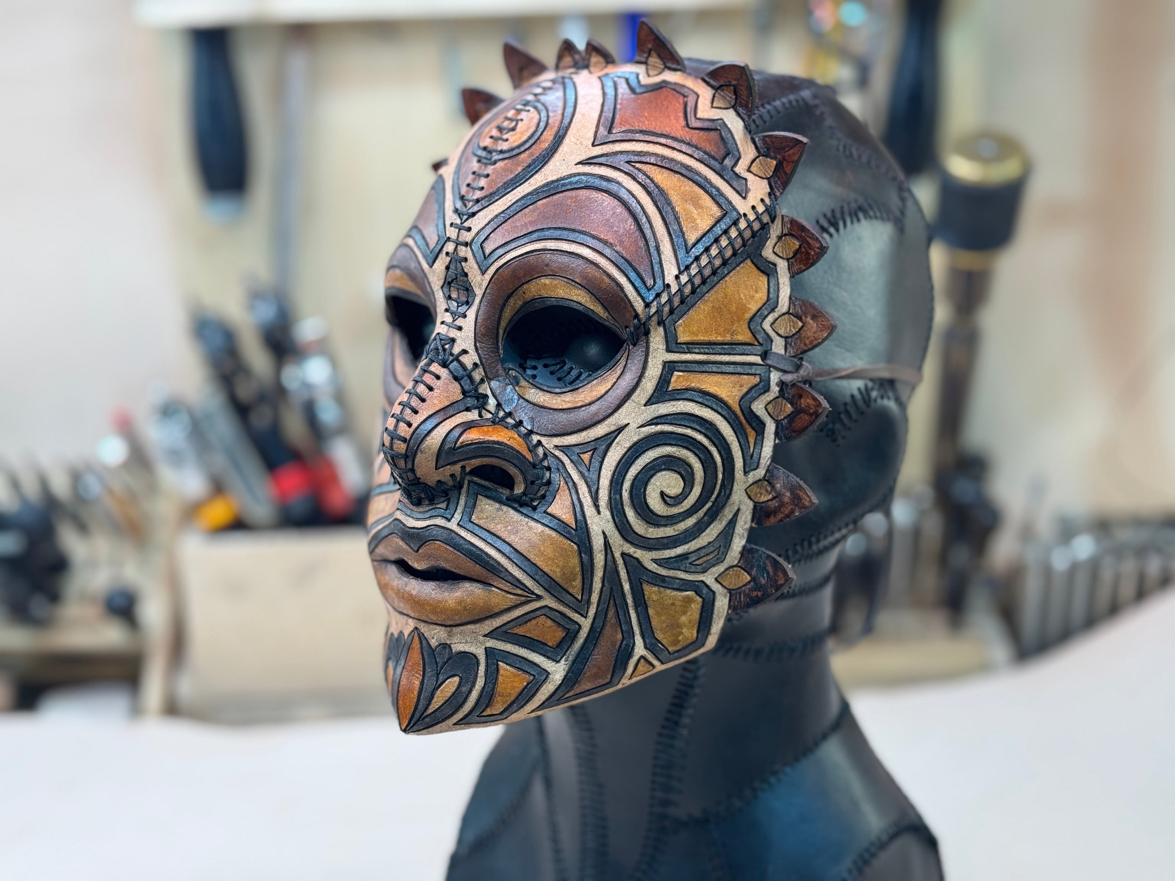 Leather Tribal Mask Printable Pattern Bundle — Intermediate + Advanced Rockwell Masks