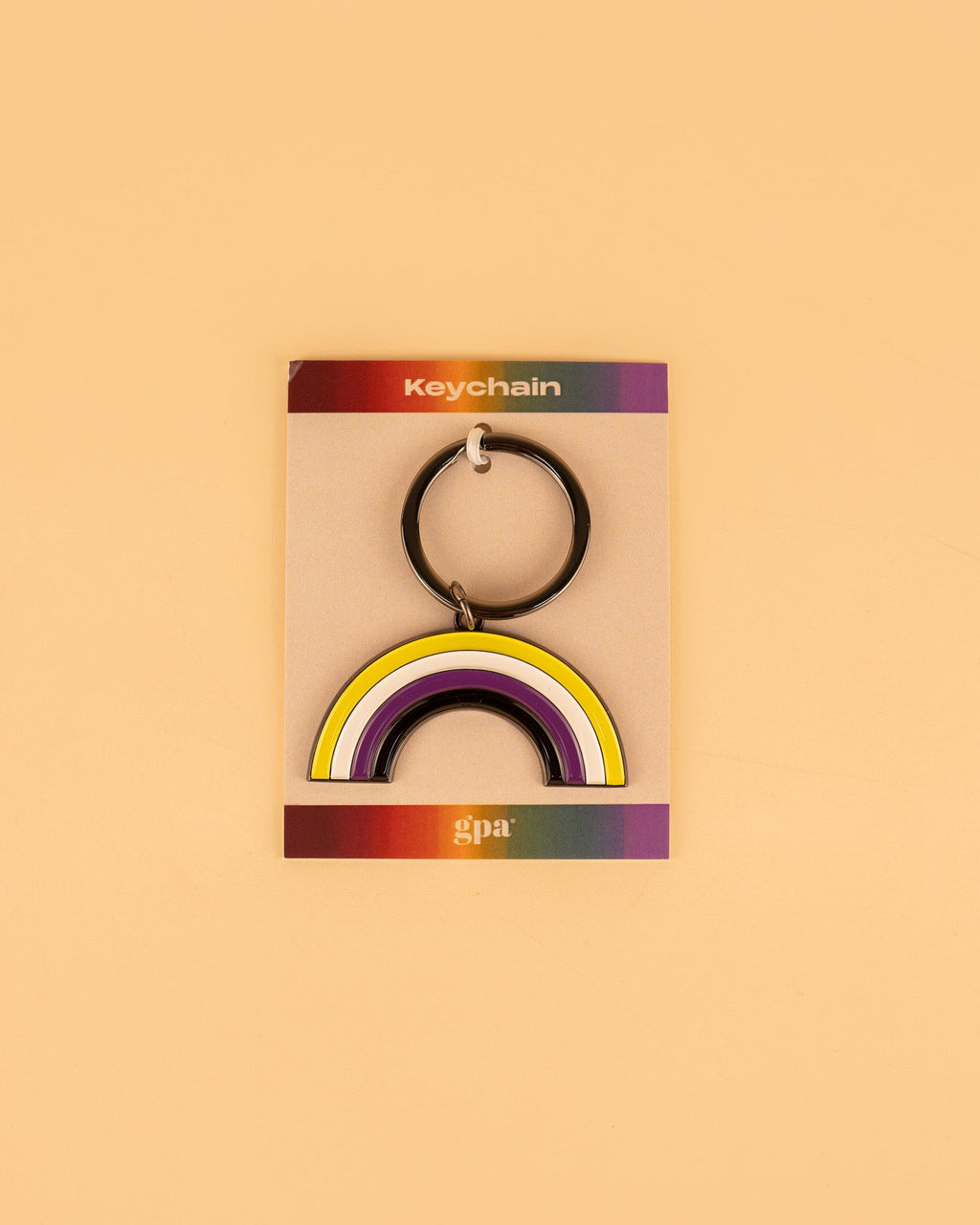 Non-Binary Rainbow Enamel Keychain Gay Pride Apparel