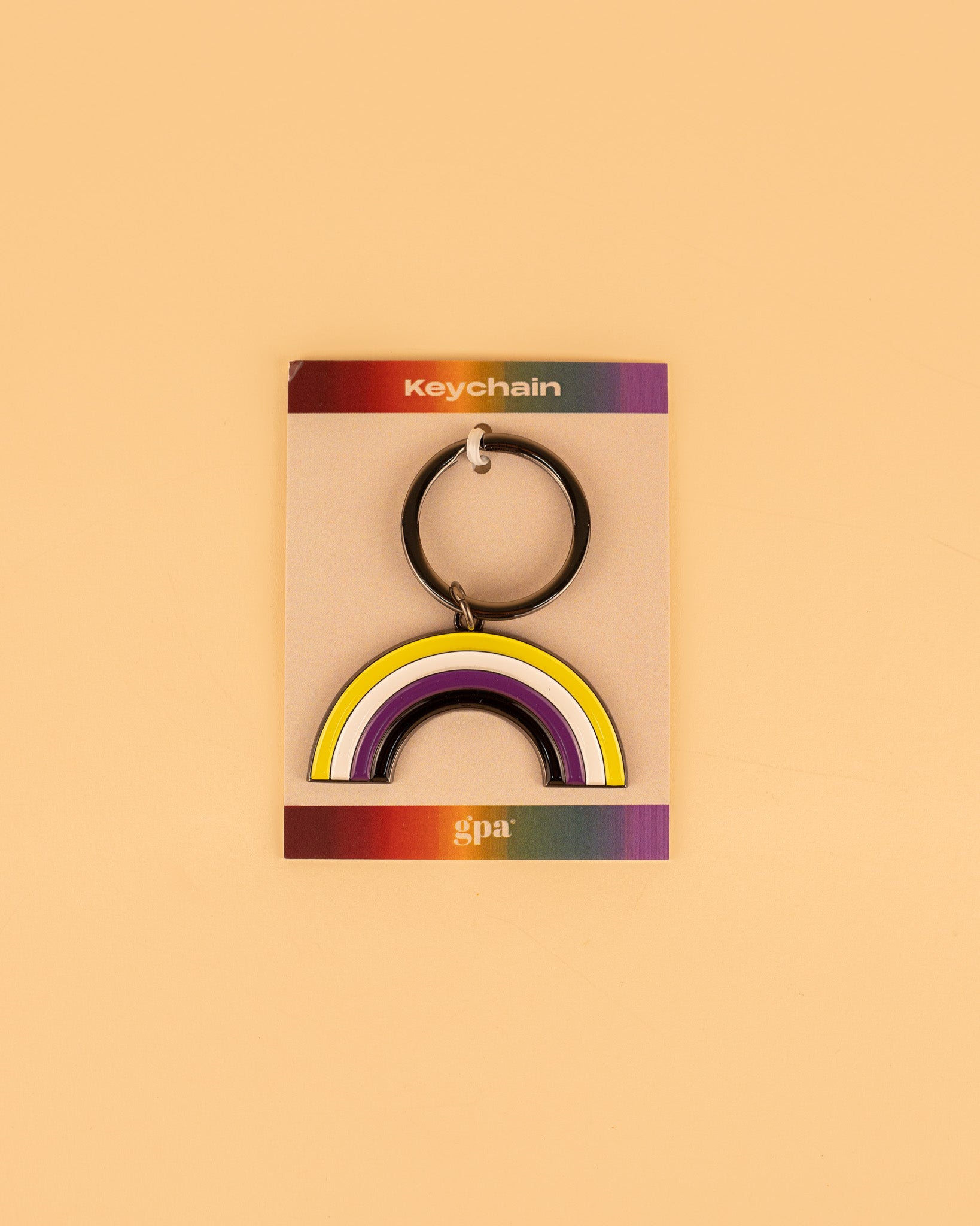 Non-Binary Rainbow Enamel Keychain Gay Pride Apparel