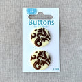 1169 Damask - La Mode - 2 Holes - 25mm - Brown Cream The Attic Exchange