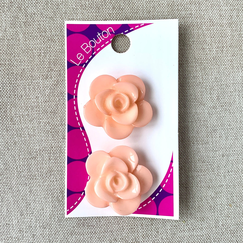 8229 Light Pink Shiny Rose - Le Bouton - 1 Hole Shank Button - 25mm - Pink The Attic Exchange