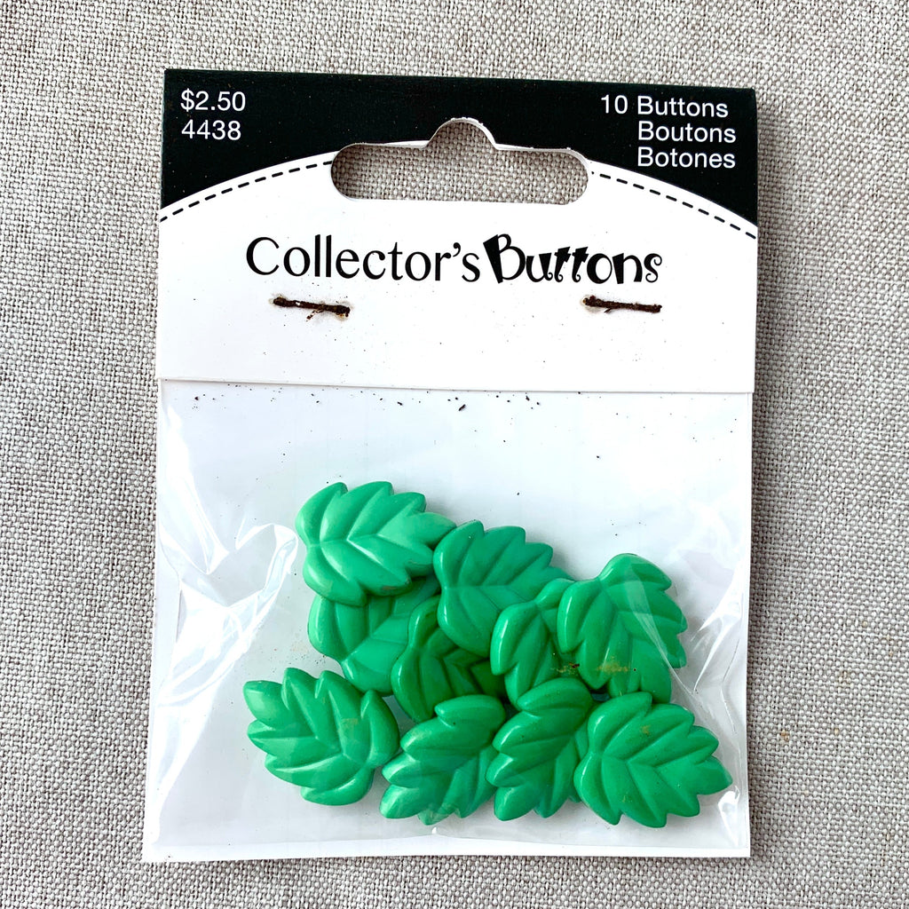 4438 Leaf - Collectors Buttons - 1 Hole Shank Button - - Green The Attic Exchange