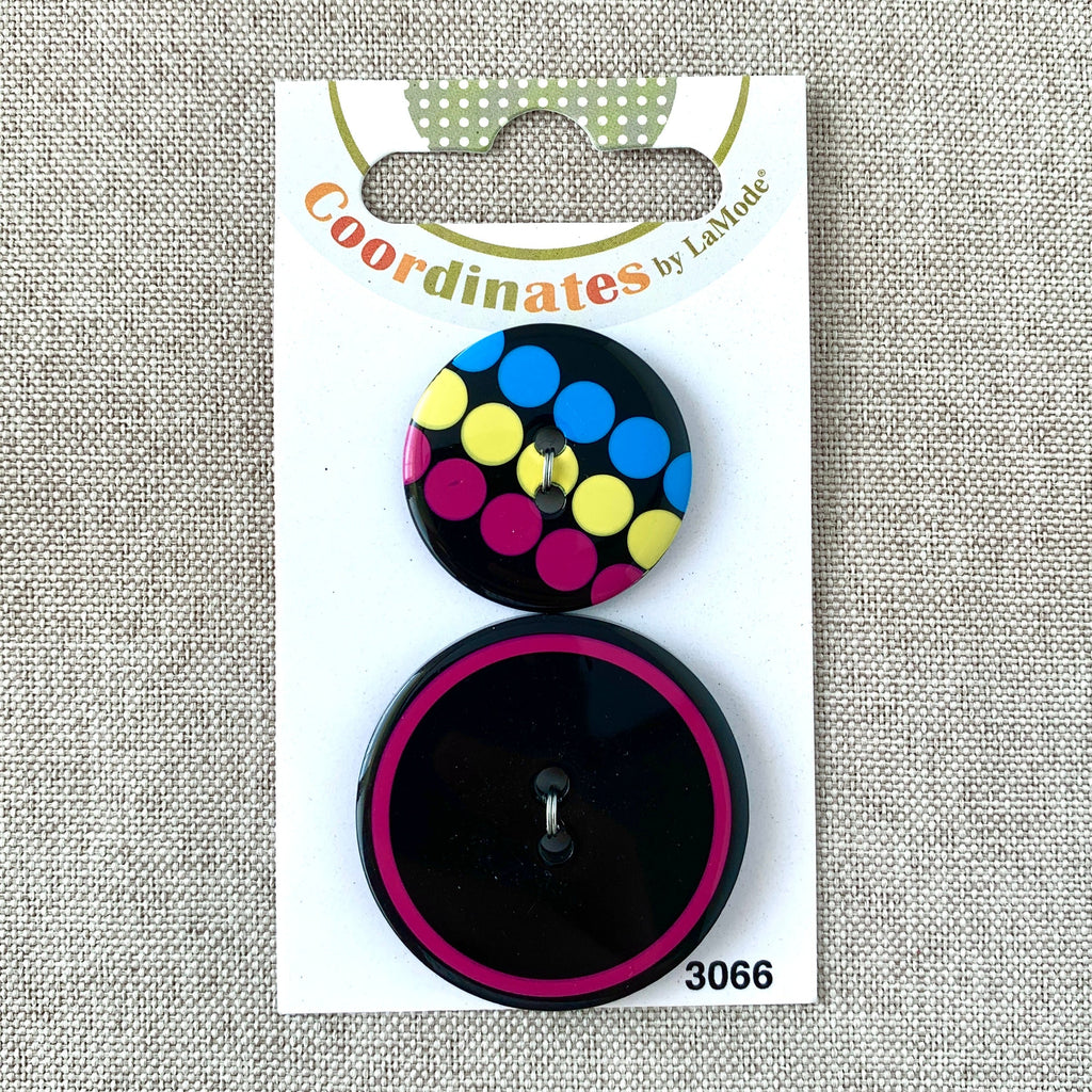 3066 - Coordinates - 2 Hole - Assorted Sizes - Black Pink Blue Yellow The Attic Exchange