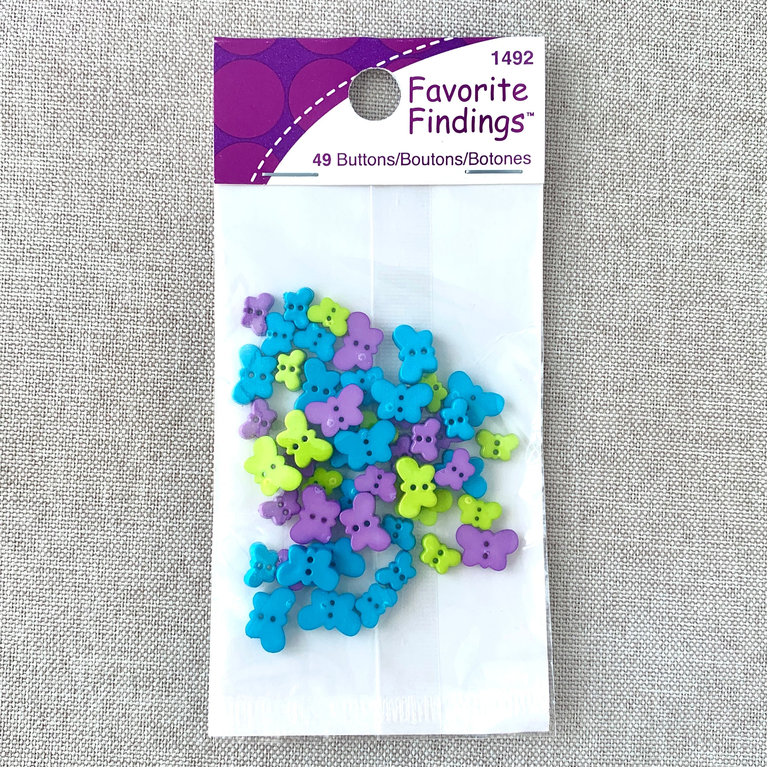 1492 Teeny Weeny Butterflies - Favorite Findings - 2 Hole Button - - Blue Purple Green The Attic Exchange