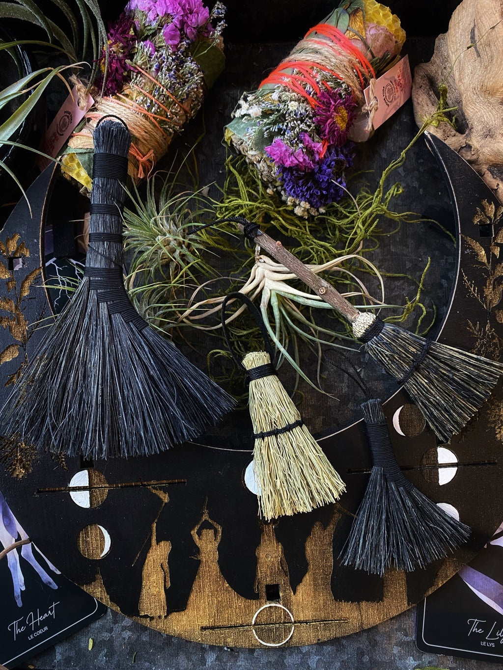 Miniature Besom/Sweeper Broom or Hand Brooms -3-5" Tampico -(functional or as an ornament) Keven Craft Rituals