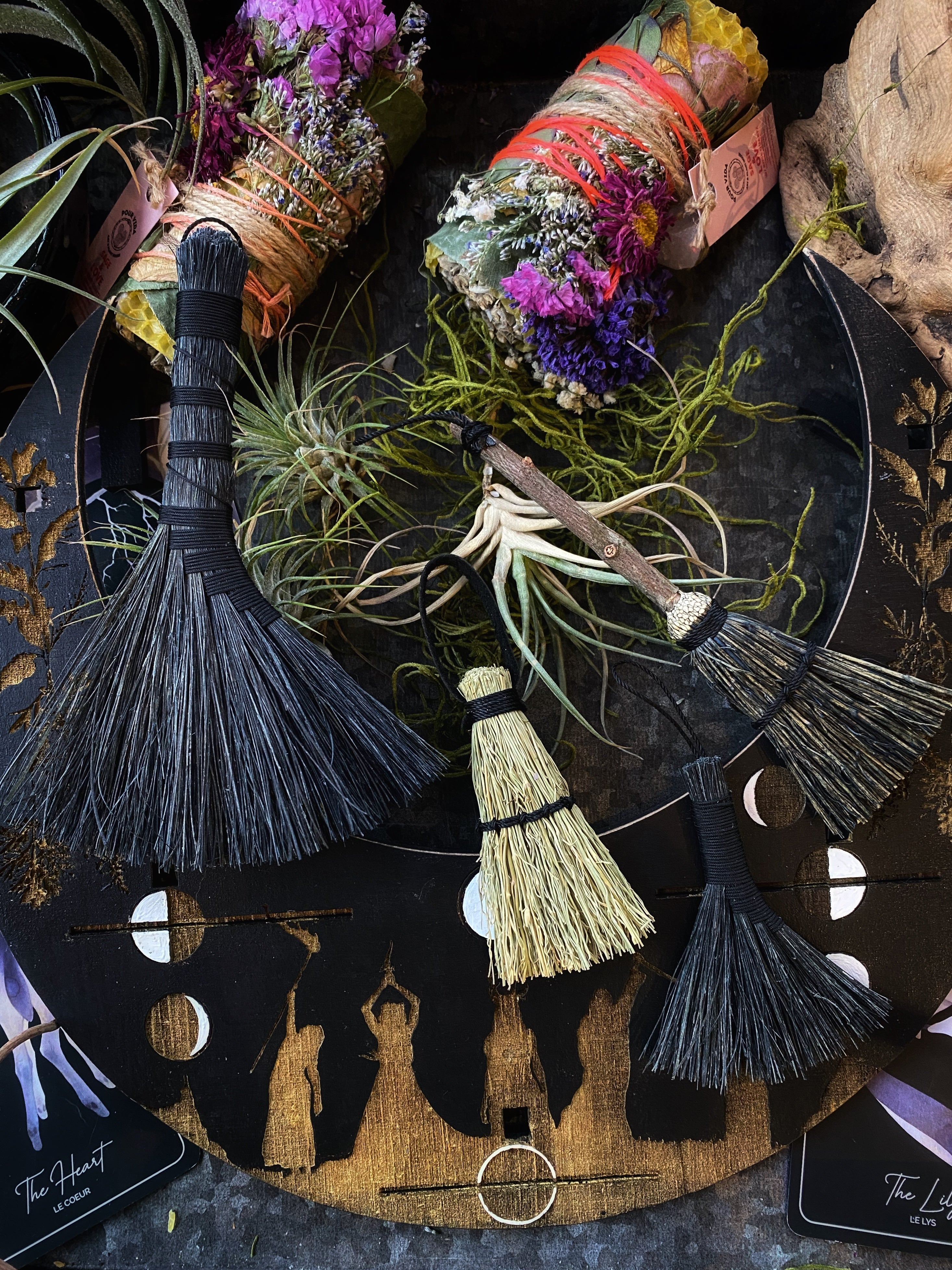 Miniature Besom/Sweeper Broom or Hand Brooms -3-5" Tampico -(functional or as an ornament) Keven Craft Rituals