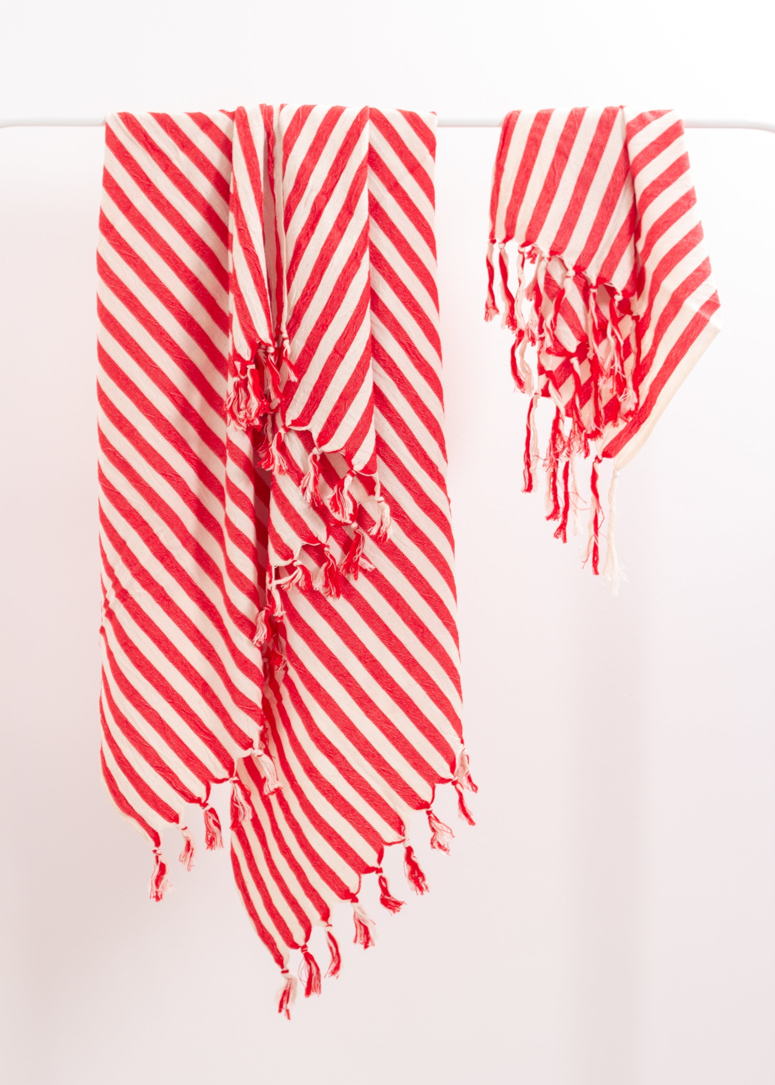 Girit Red Cotton Linen Towel Eastern Woven