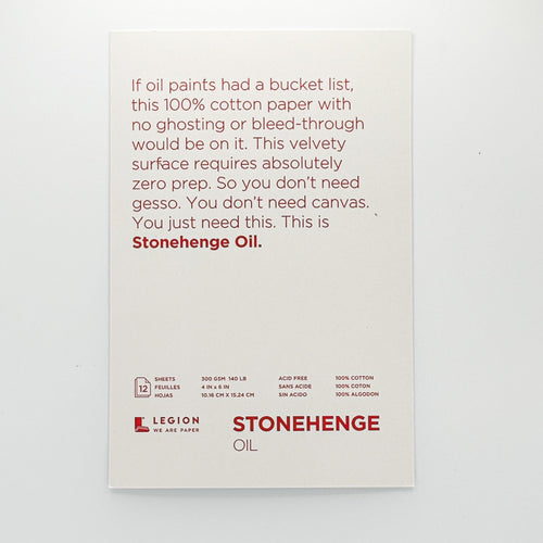 Stonehenge Artist Oil Paper Pad, White 4x6 (12 Sheets) ShopSketchBox