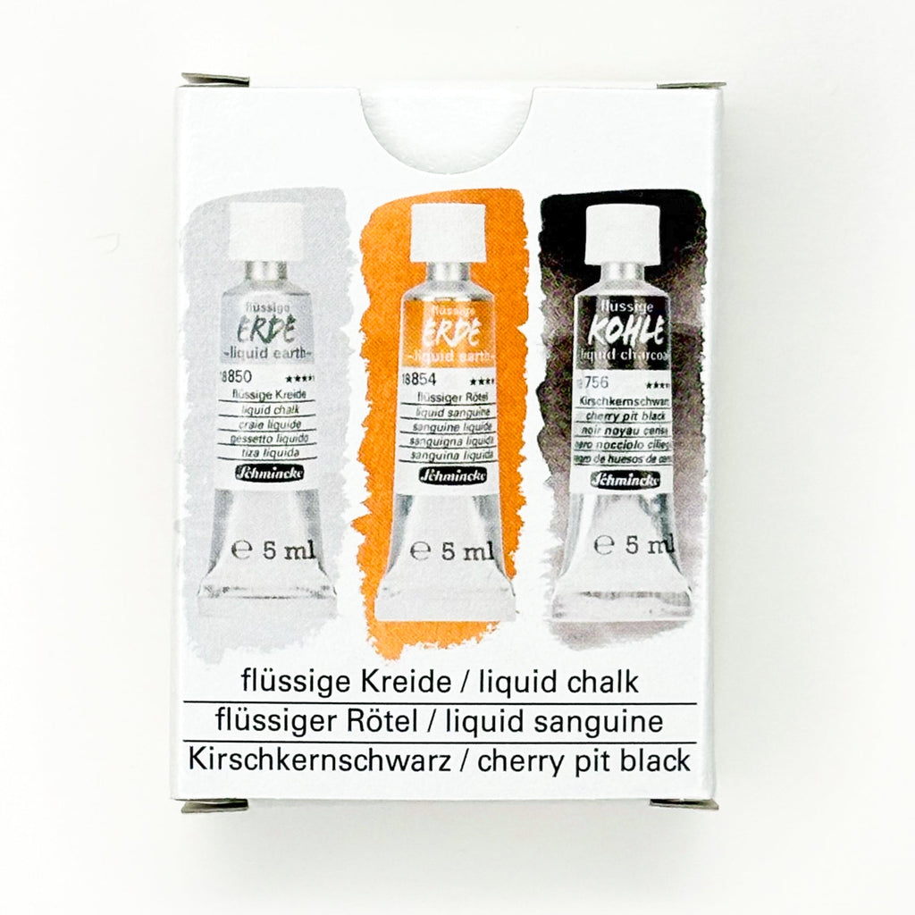 Schmincke Liquid Earth and Liquid Charcoal 5ml-Set of 3 ShopSketchBox