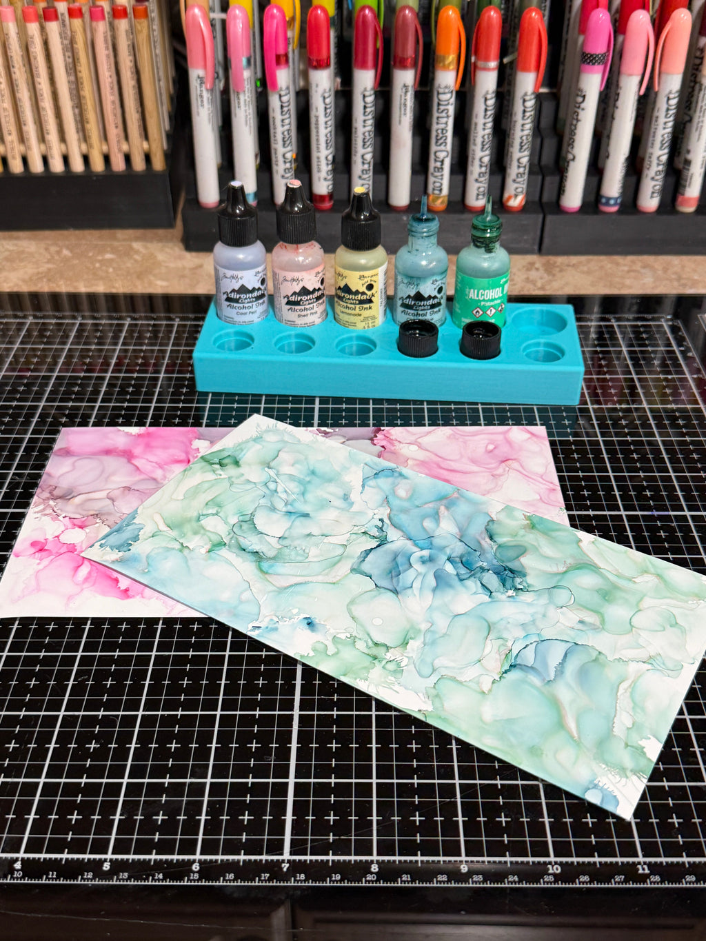 Ranger Alcohol Ink Storage Tray with Cap Holders, Holds 6 Bottles, Made to Order in 10 Colors Y-Axis Printing LLC