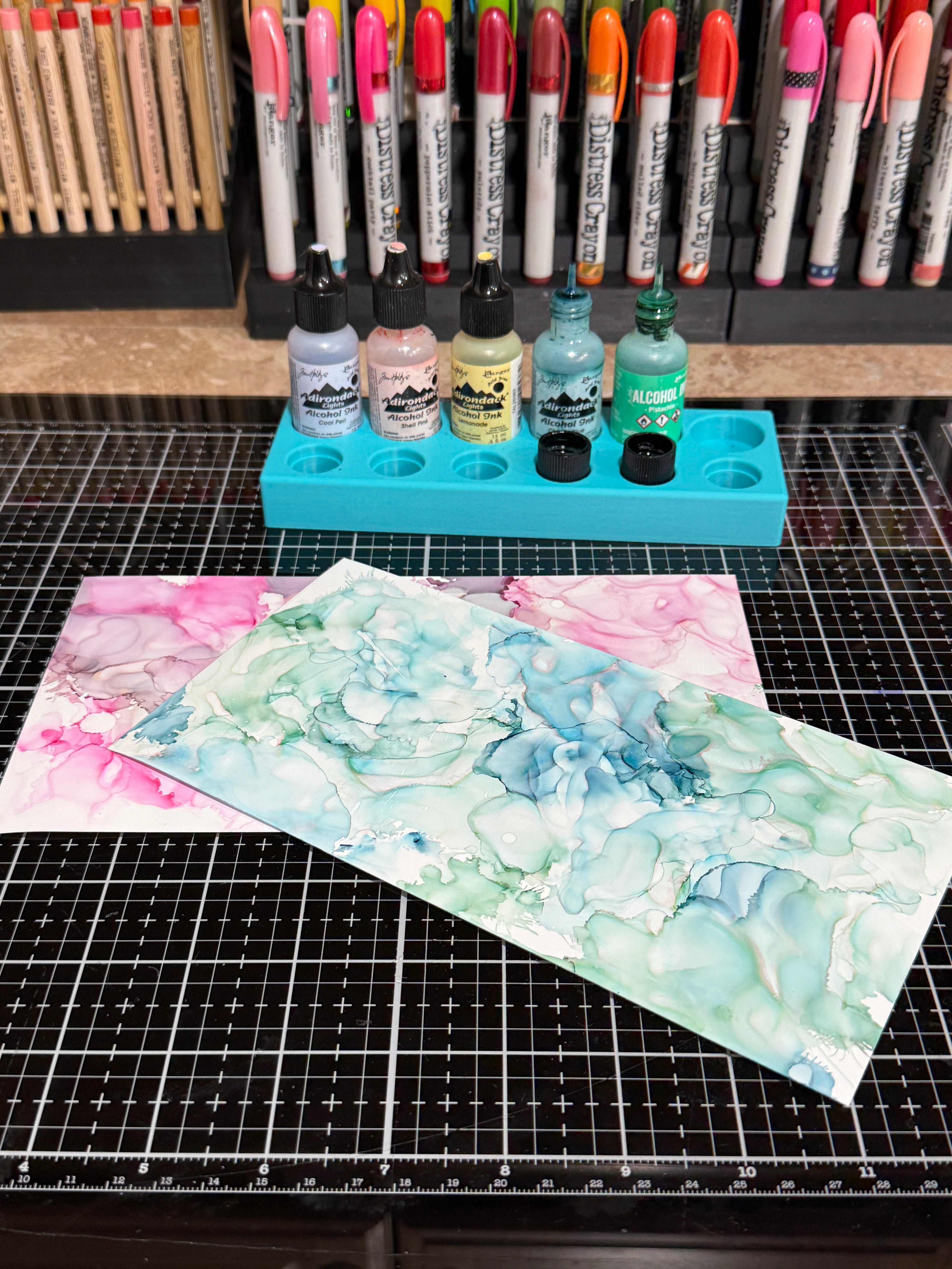 Ranger Alcohol Ink Storage Tray with Cap Holders, Holds 6 Bottles, Made to Order in 10 Colors Y-Axis Printing LLC
