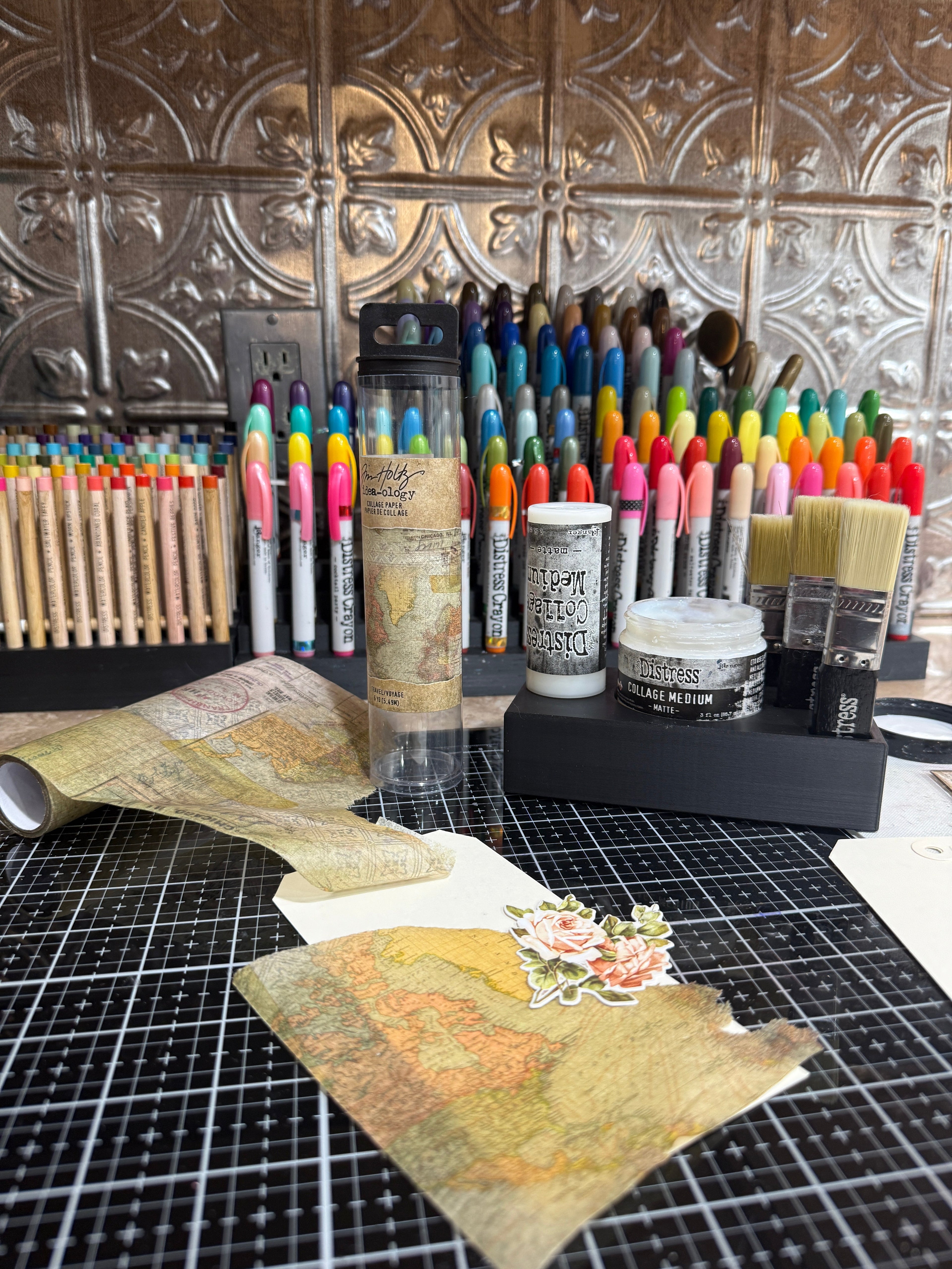 Mixed Media Adhesive Stand for Tim Holtz Distress Collage Medium, Glue and Brushes Y-Axis Printing LLC