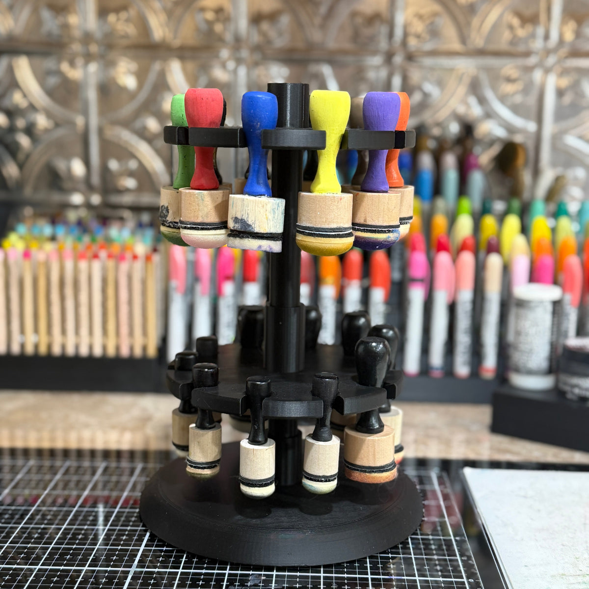 Alcohol Ink Applicator Tool Carousel, Holds 10 or 20 Applicators, Made to Order in 10 Colors Y-Axis Printing LLC